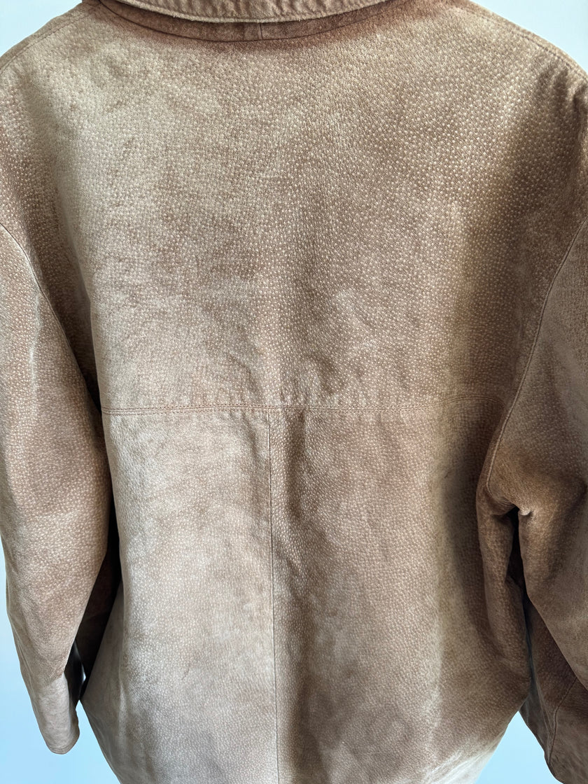 Vintage Oversized Beige Brown Suede Jacket / Blazer
