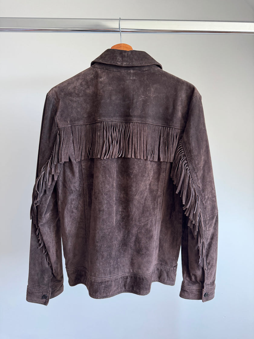 Vintage Dark Brown Suede Fringe Jacket