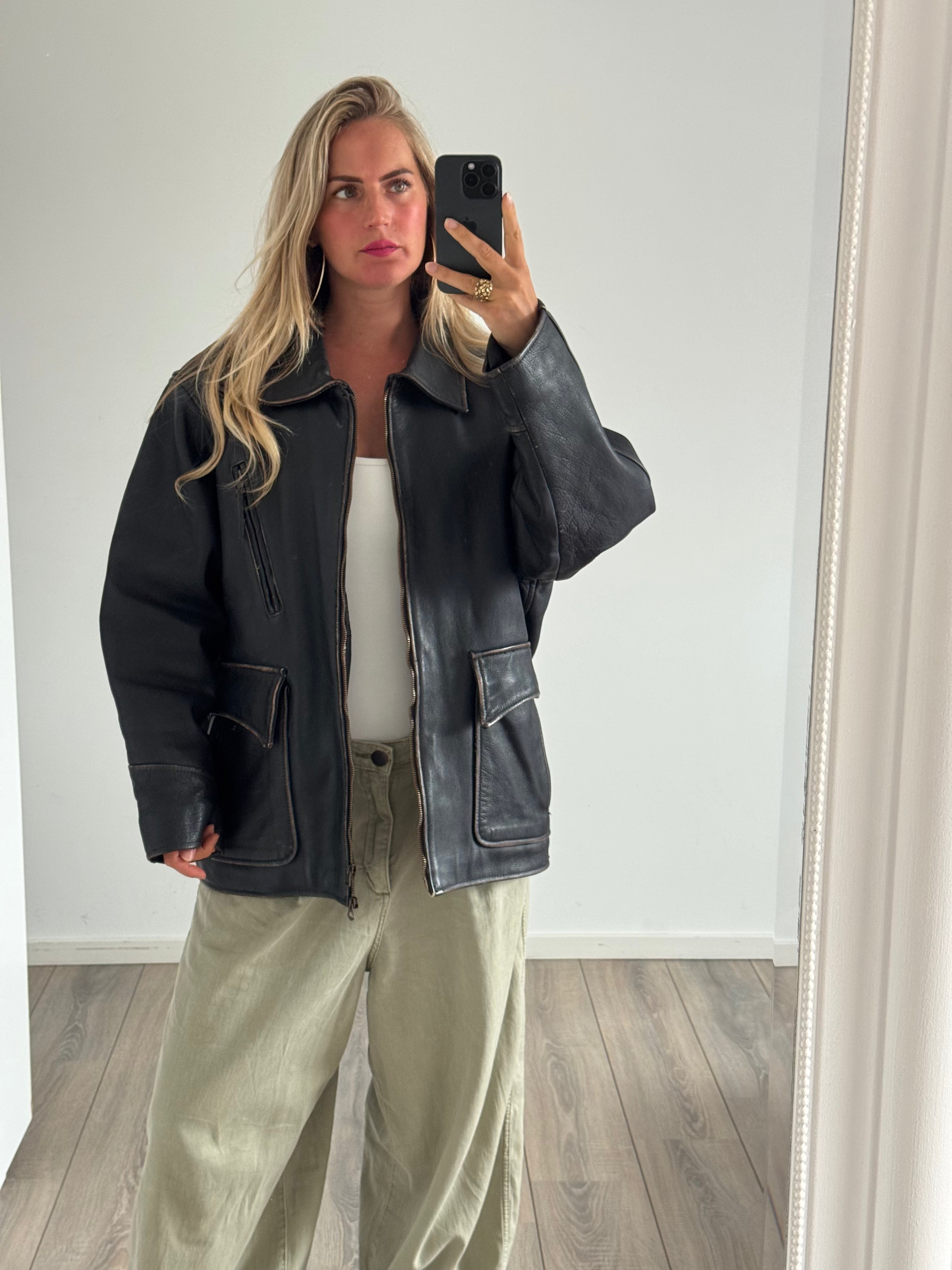 Oversized Worn Leather Jacket