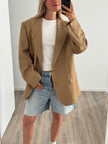 Creme / Camel Checked Oversized Blazer