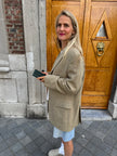 Beige Checked Oversized Blazer