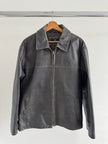 Rustic / Faded Grey Oversized Leather Vintage Jacket