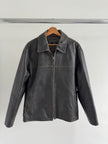 Rustic / Faded Grey Oversized Leather Vintage Jacket