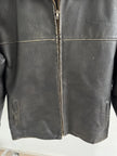 Rustic / Faded Grey Oversized Leather Vintage Jacket