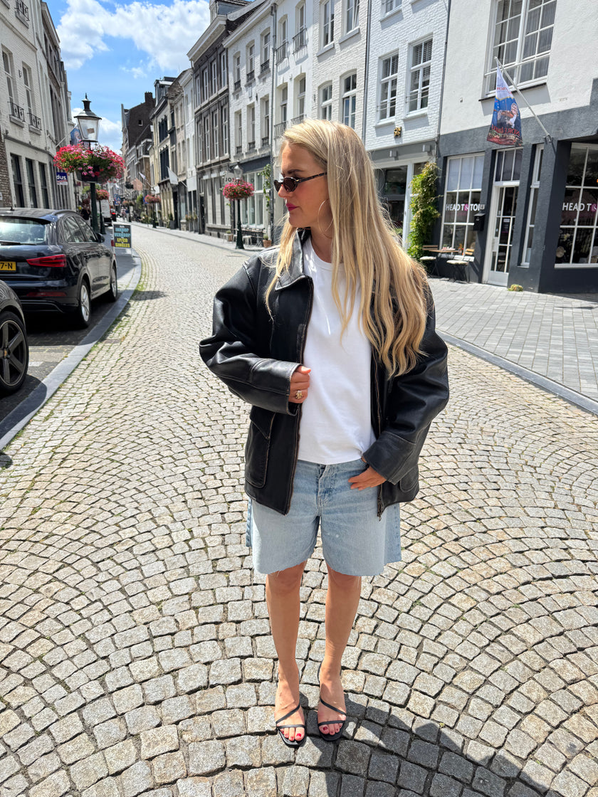 Oversized Worn Leather Jacket
