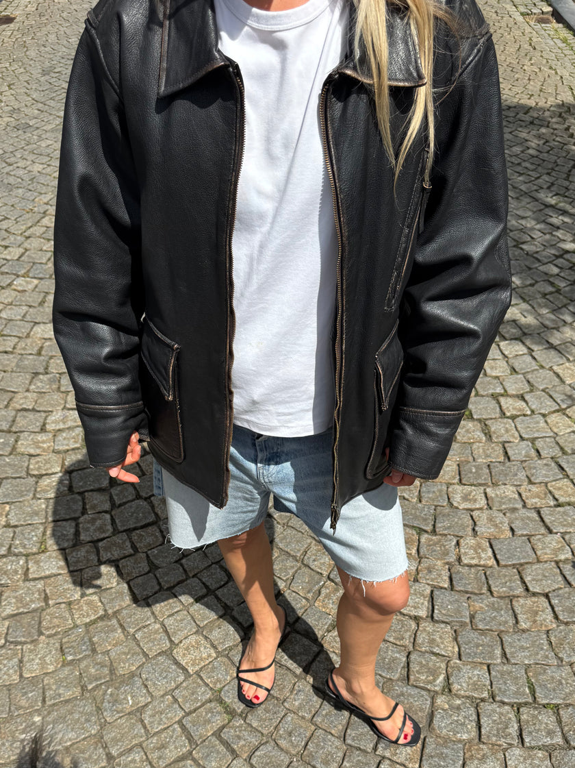 Oversized Worn Leather Jacket