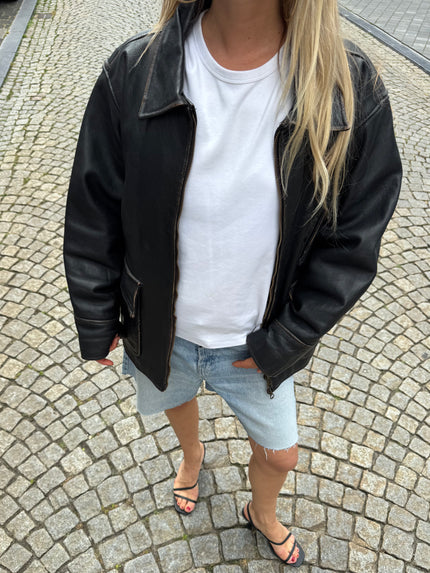 Oversized Worn Leather Jacket