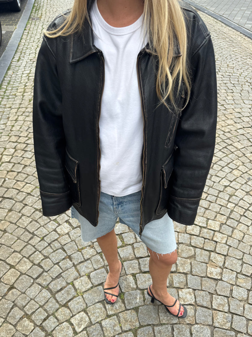 Oversized Worn Leather Jacket
