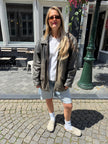 Grey Distressed Leather Jacket