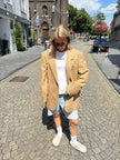 Creme / Camel Checked Oversized Blazer