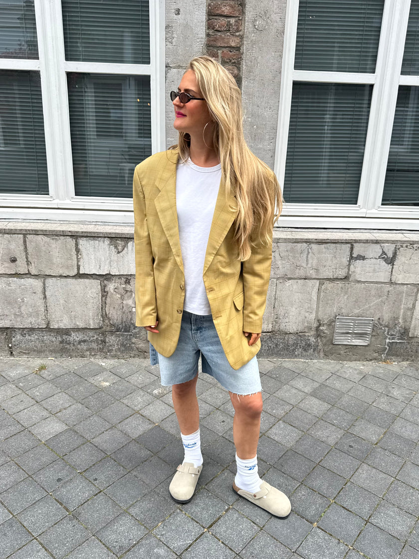 Khaki Checked Vintage Blazer