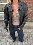 Oversized Black 'Worn' Leather Jacket