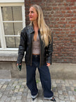 Oversized Black 'Worn' Leather Jacket