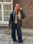 Oversized Black 'Worn' Leather Jacket