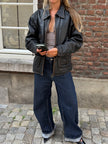 Oversized Black 'Worn' Leather Jacket
