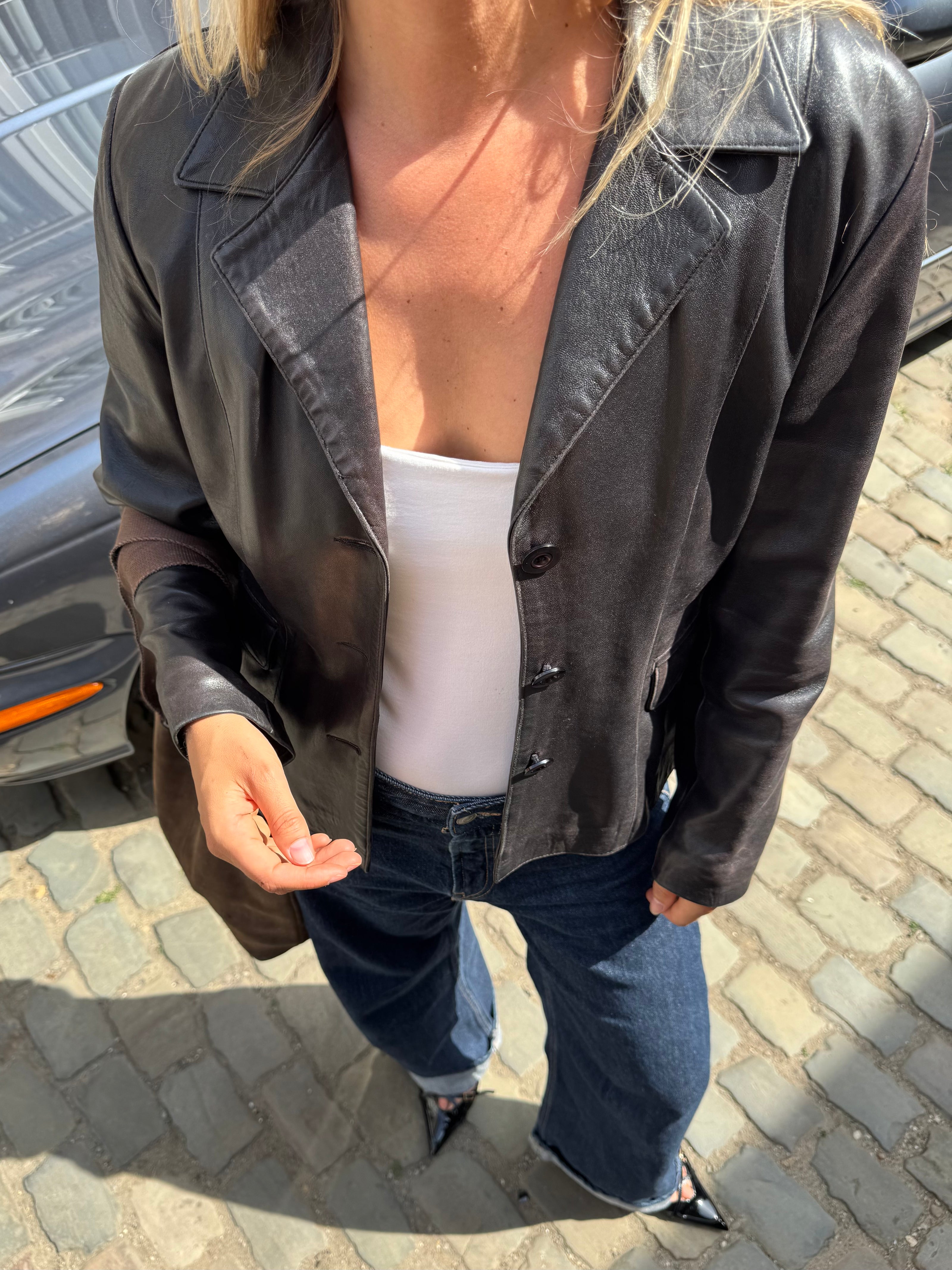 Chic & Short Brown Leather Jacket