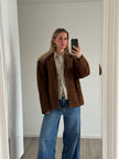 Camel Suede Jacket with Contrast Stitching