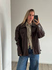 Super oversized brown leather vintage jacket