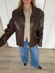 Super oversized brown leather vintage jacket