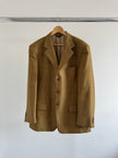 Golden Beige Checked Oversized Blazer