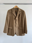 Beige Brown Oversized Checked Blazer