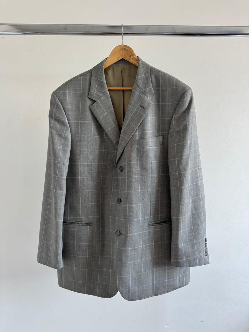 Grey Checked Oversized Blazer