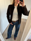 Dark Brown Fitted Suede Vintage Jacket