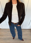 Dark Brown Fitted Suede Vintage Jacket