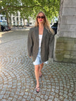 Grey/Dark Green Checked Oversized Blazer