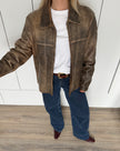 Distressed Rustic Brown Oversized Leather Jacket