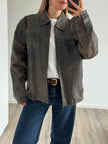 Grey Rustic Leather Vintage Jacket