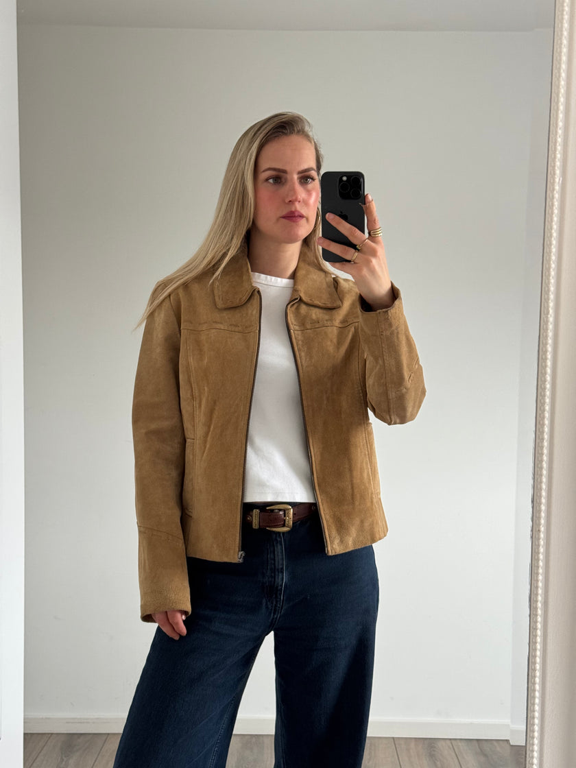 Beige Vintage Suede Jacket