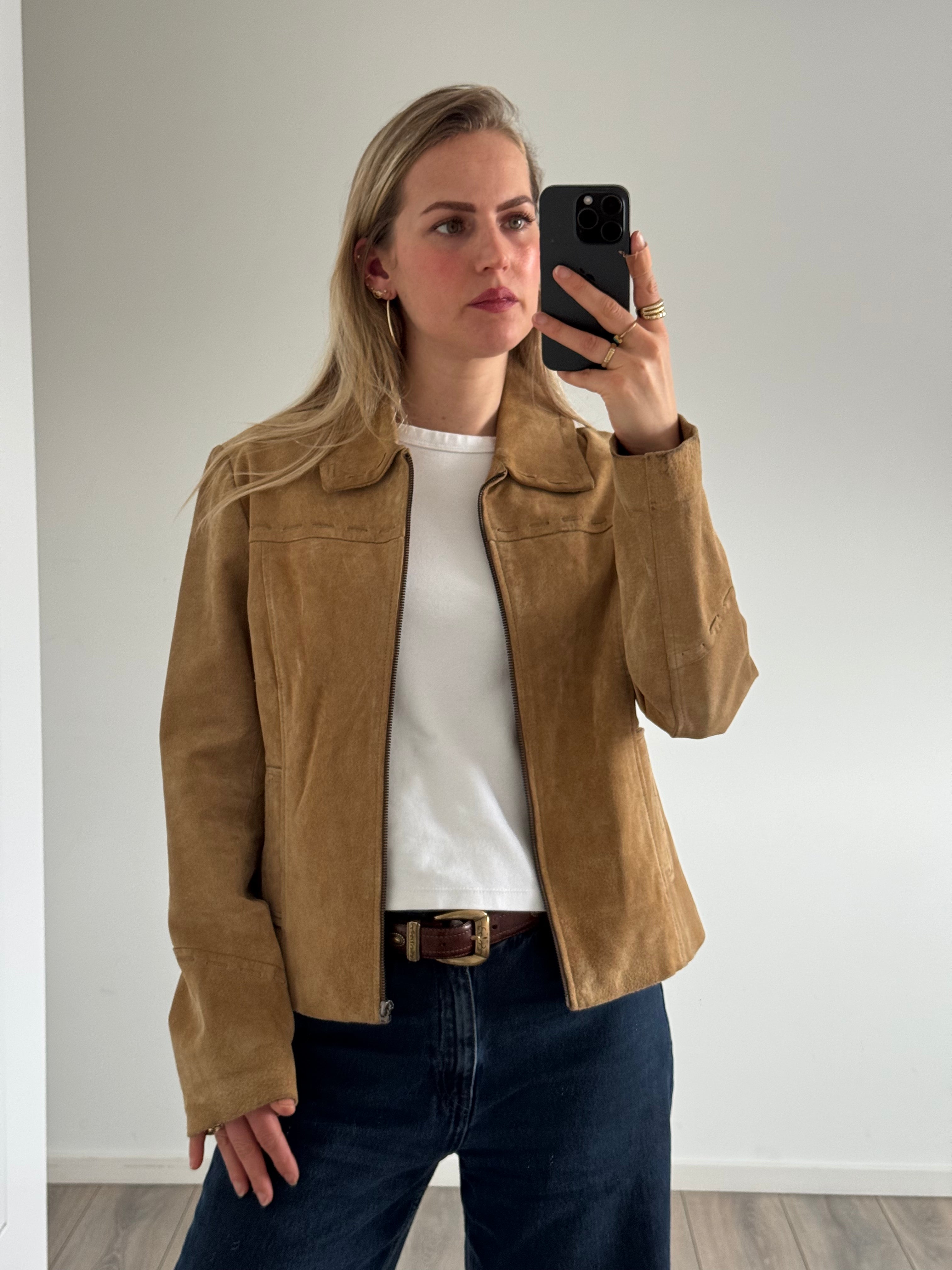Beige Vintage Suede Jacket