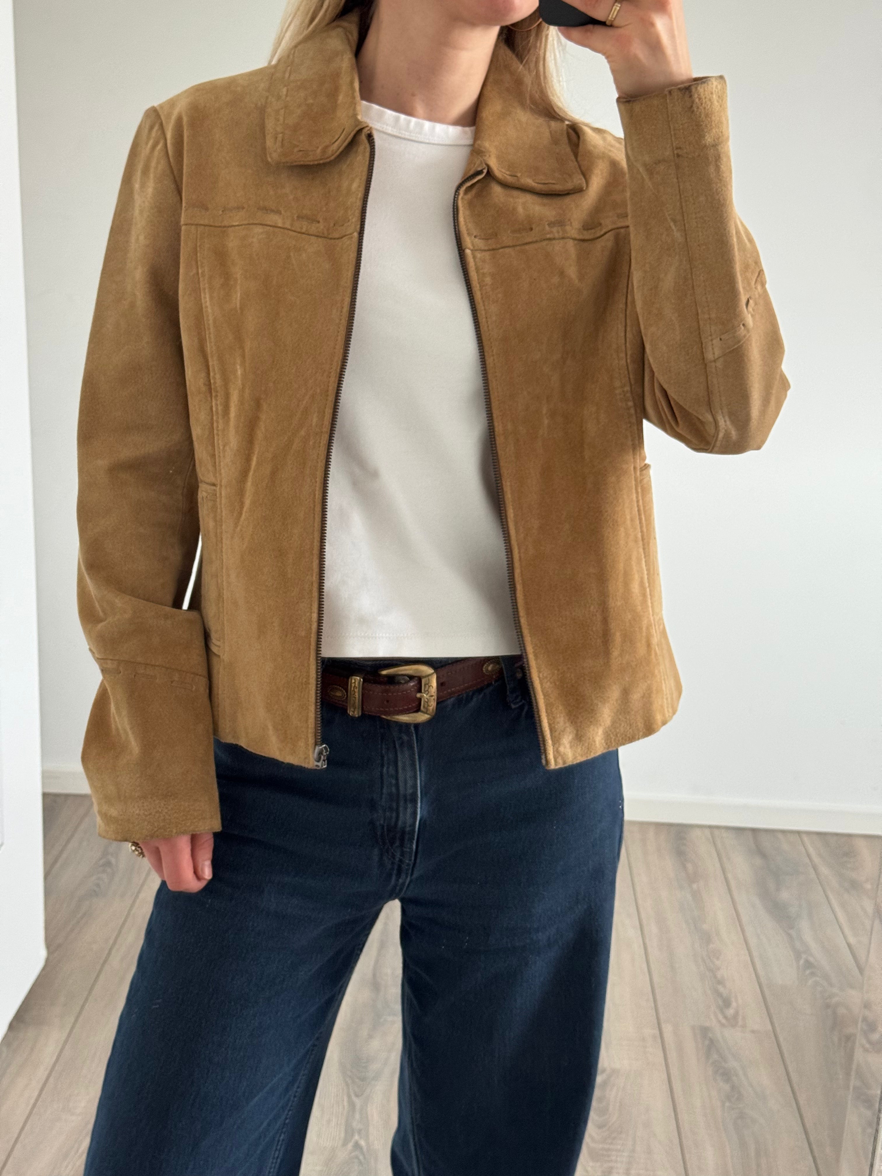 Beige Vintage Suede Jacket