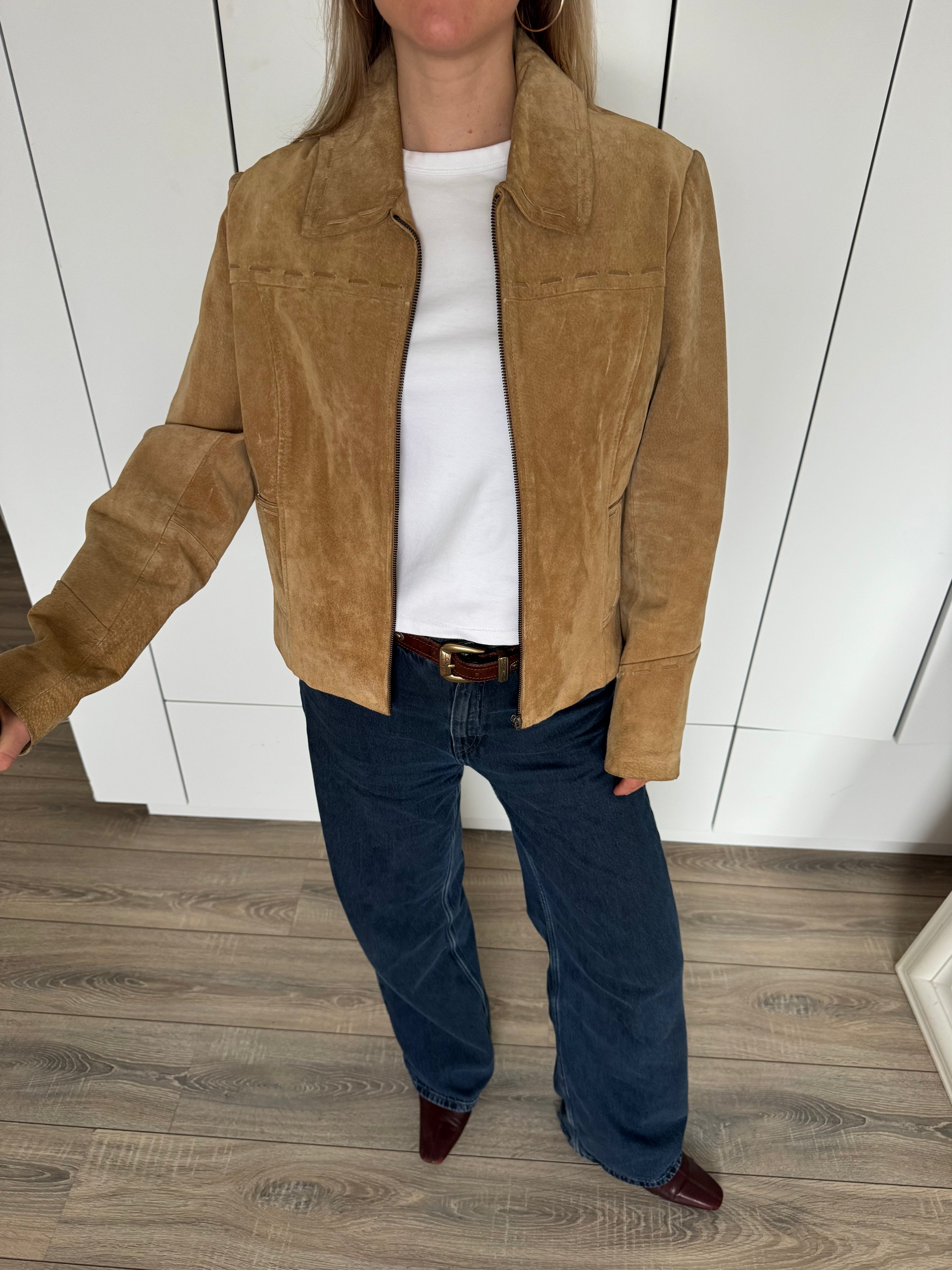 Beige Vintage Suede Jacket