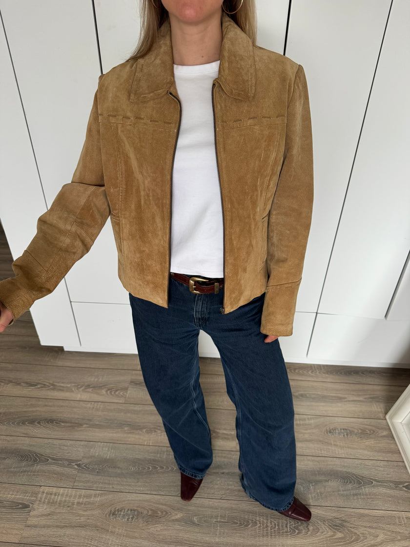 Beige Vintage Suede Jacket