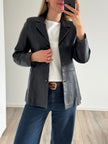 Fitted Black Leather Blazer