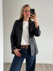 Fitted Black Leather Blazer