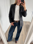 Fitted Black Leather Blazer