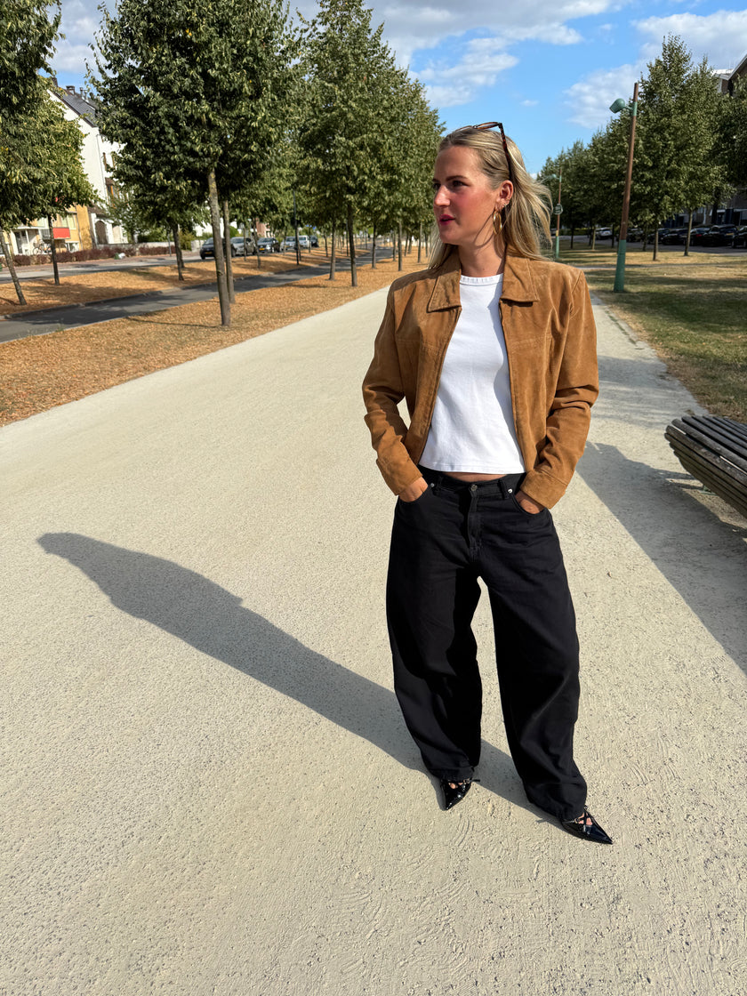 Beige Brown Suede Jacket