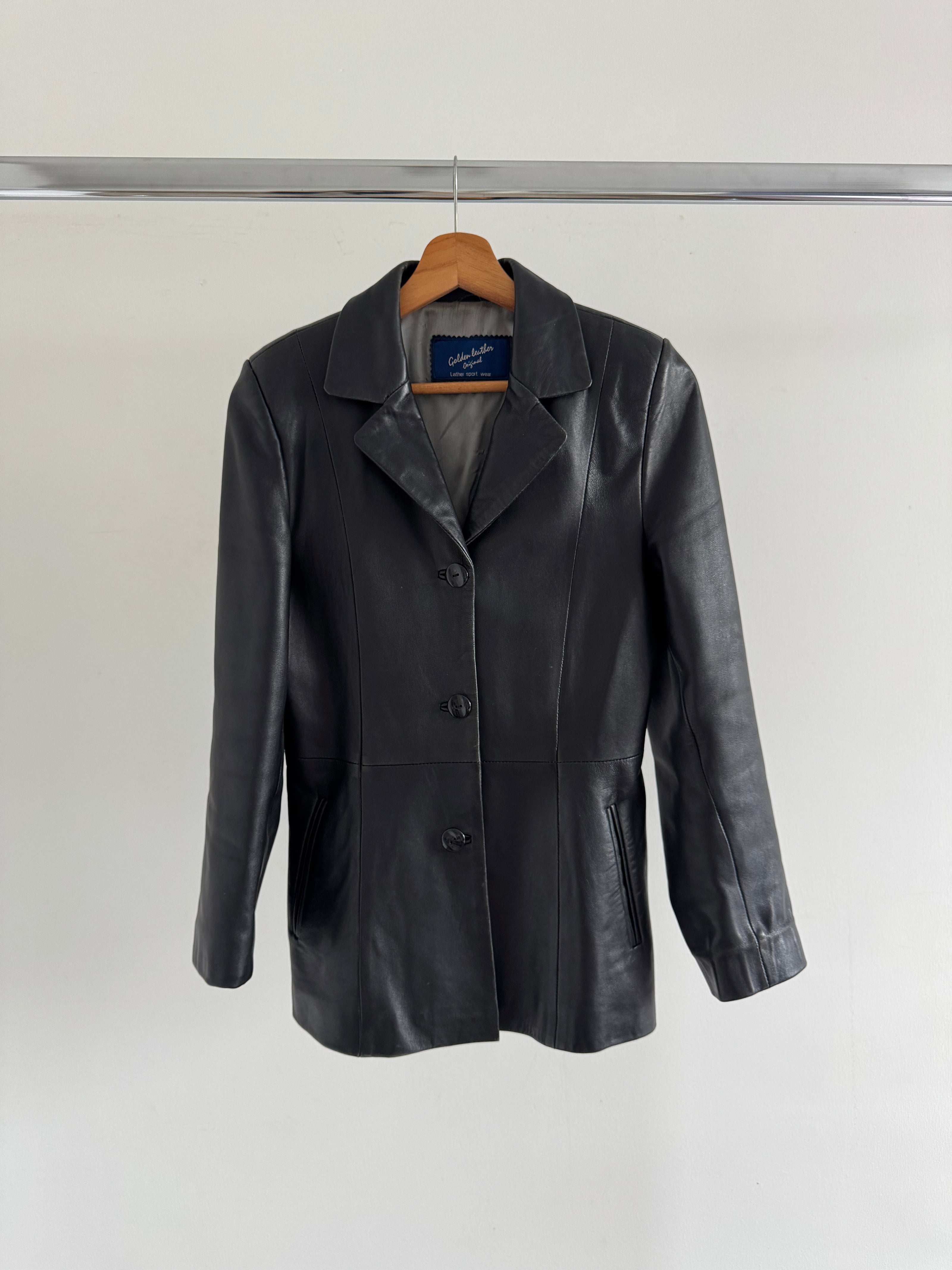 Fitted Black Leather Blazer