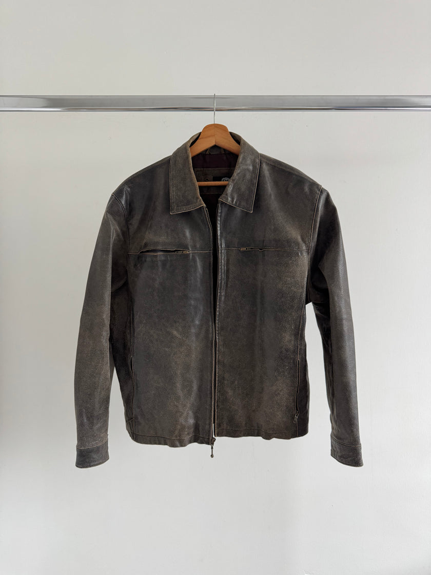 Grey Rustic Leather Vintage Jacket