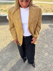 Khaki Beige Checked Blazer
