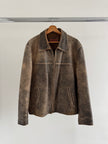 Distressed Rustic Brown Oversized Leather Jacket