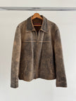Distressed Rustic Brown Oversized Leather Jacket
