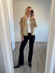 Light Beige Suede Fitted Vintage Jacket