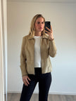 Light Beige Suede Fitted Vintage Jacket