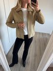 Light Beige Suede Fitted Vintage Jacket