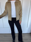 Light Beige Suede Fitted Vintage Jacket