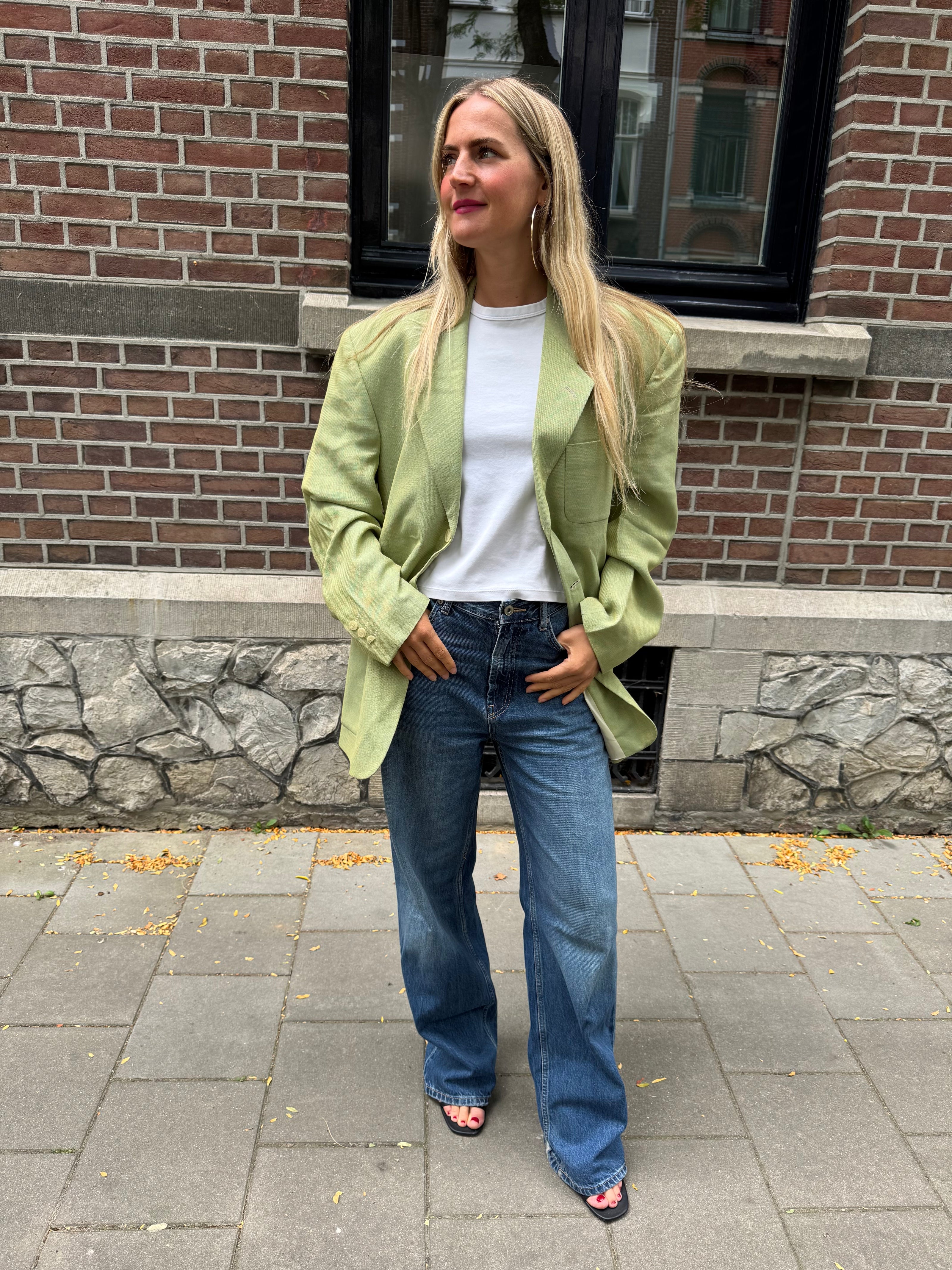Green/Khaki blended Oversized Vintage Blazer
